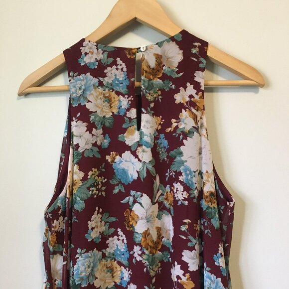 Dramatic Burgundy Floral Cluster U.S.A. Made Dress - Picture 5 of 16